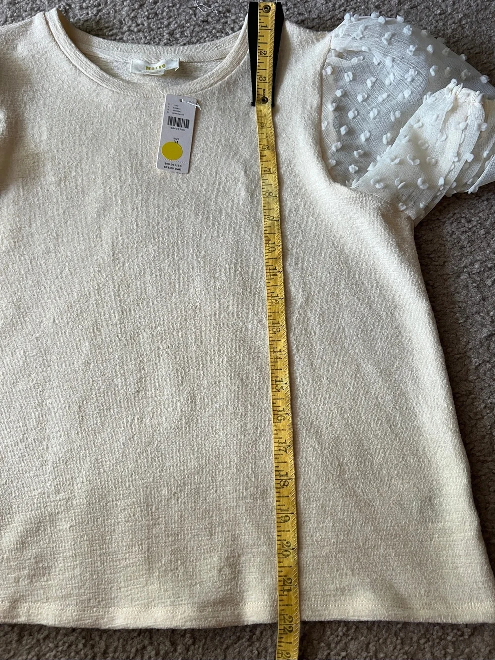 NWT Anthropologie Maeve Cream Puff-Sleeve Top Sz Medium